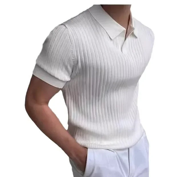 Camisa Polo Masculina Slim Fit - Listrada, Decote em V, Estilo Casual para o Verão